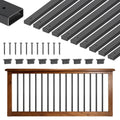 61 Pack Deck Balusters, 82 cm Galvanized Steel Railing Spindles, Hollow Rectangle Metal Decking Stair Balusters with Pre-Drilled Hole, End Caps, Screws, for Deck, Porch & Stair Railing, Black