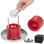 Ice Ball Press, 6cm Ice Ball Maker, Aircraft Al Alloy Ice Ball Press Kit for 60mm Ice Sphere, Ice Press with Tong and Drip Tray, for Whiskey, Cocktail, Bourbon, Scot on Party & Holiday, Red