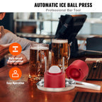 Ice Ball Press, 6cm Ice Ball Maker, Aircraft Al Alloy Ice Ball Press Kit for 60mm Ice Sphere, Ice Press with Tong and Drip Tray, for Whiskey, Cocktail, Bourbon, Scot on Party & Holiday, Red