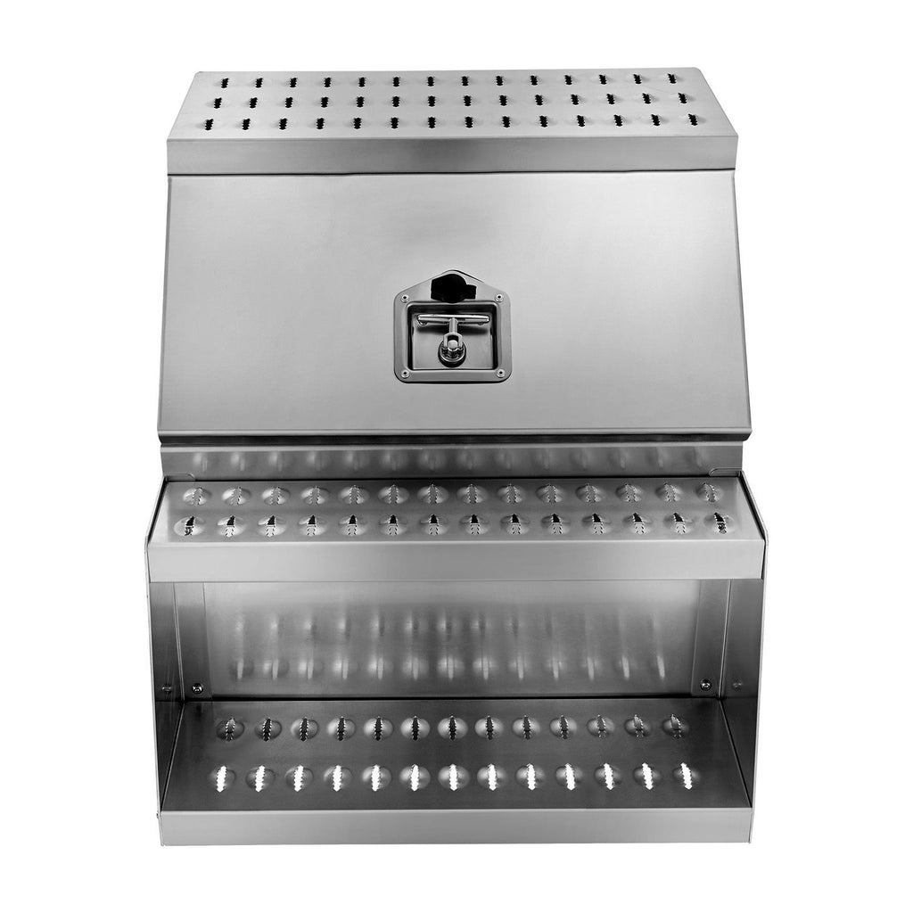 Semi-Truck Step Tool Box, 610 x 695 x 645 mm Heavy Duty Aluminum Toolbox Side Mount, Waterproof Side Storage Saddle Step Box with T-Handle Lock & Keys for Semi Trucks, Flatbed Trailers