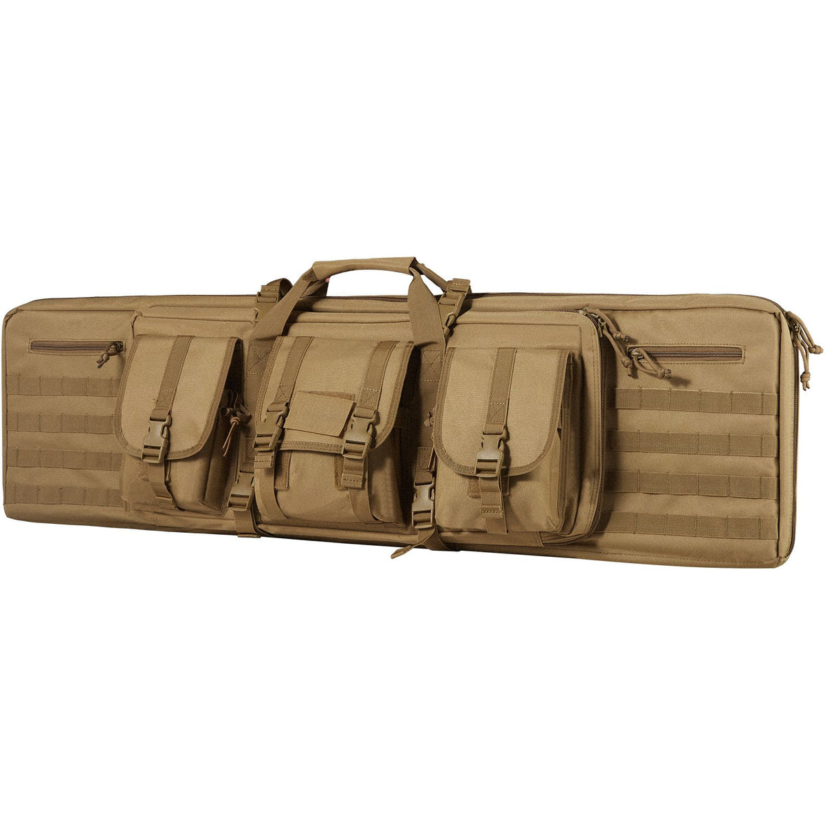 Rifle Bag, 36 inch Tactical Double Long Gun Bag, Soft Rifle Case with Lockable Zipper, Portable Handle & Shoulder Strap, 3 Large Storage Pockets Rifle Case for Two 34" Rifles & 2 Pistols, Brown