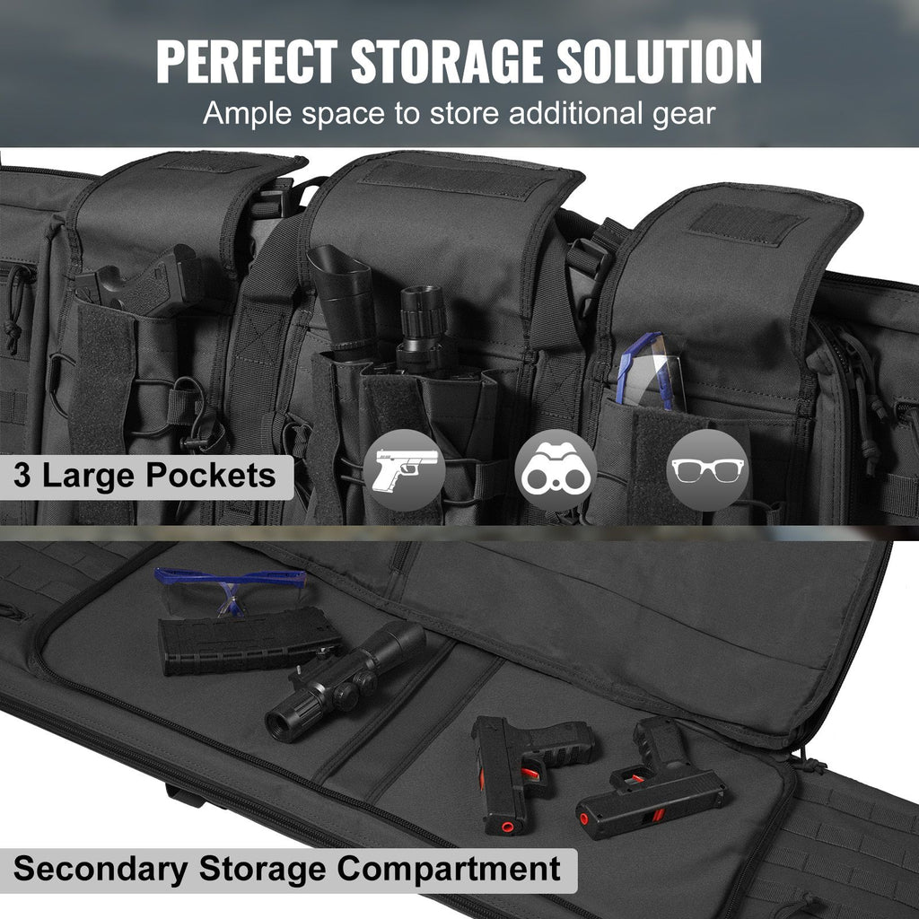 Rifle Bag 42 inch Tactical Double Long Gun Bag for 2 Rifles & 2 Pistols