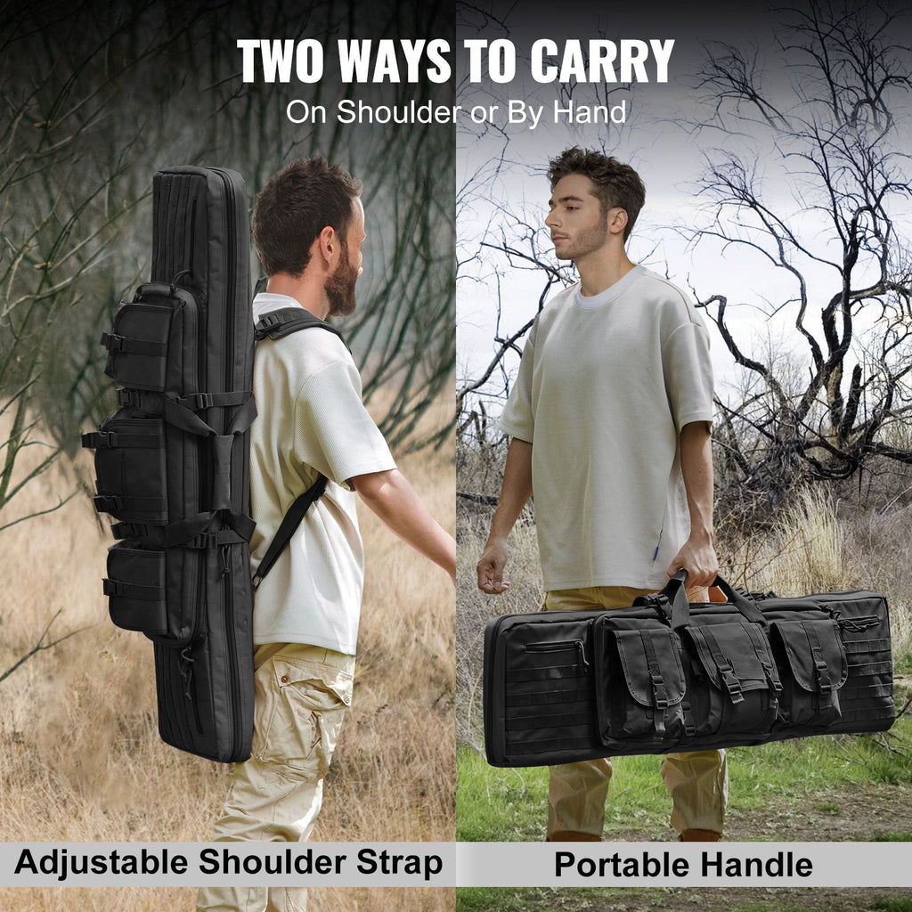 Rifle Bag 42 inch Tactical Double Long Gun Bag for 2 Rifles & 2 Pistols