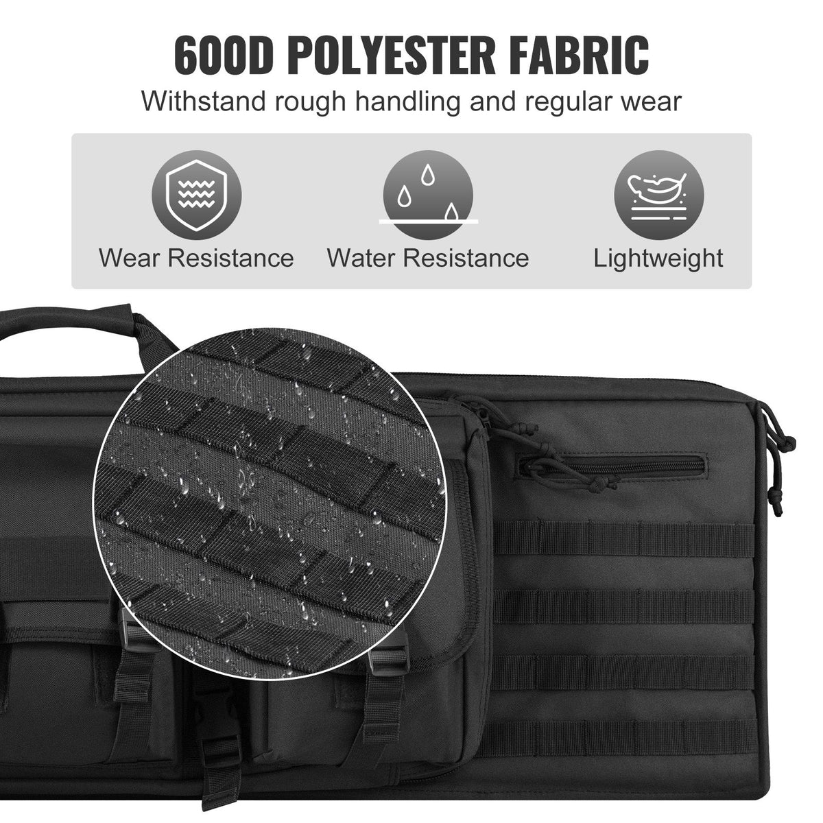 Rifle Bag 42 inch Tactical Double Long Gun Bag for 2 Rifles & 2 Pistols
