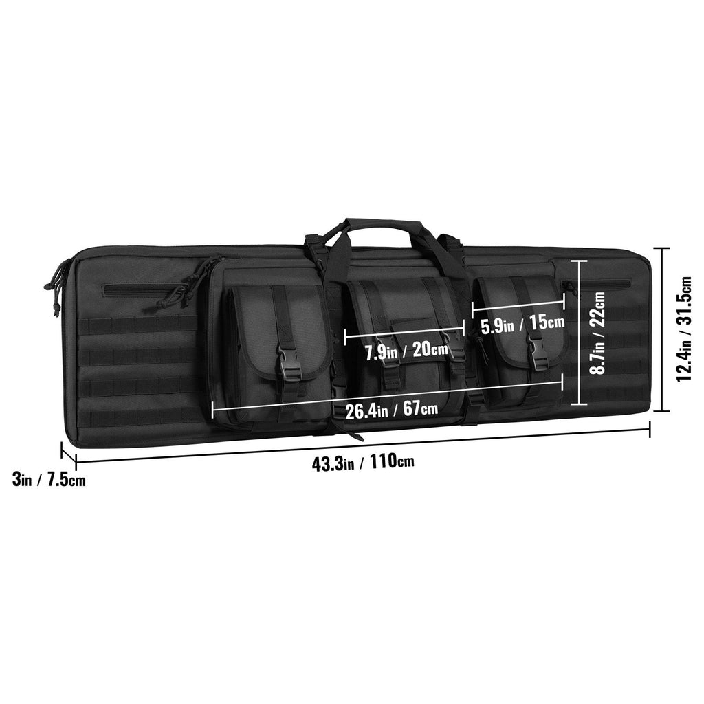 Rifle Bag 42 inch Tactical Double Long Gun Bag for 2 Rifles & 2 Pistols