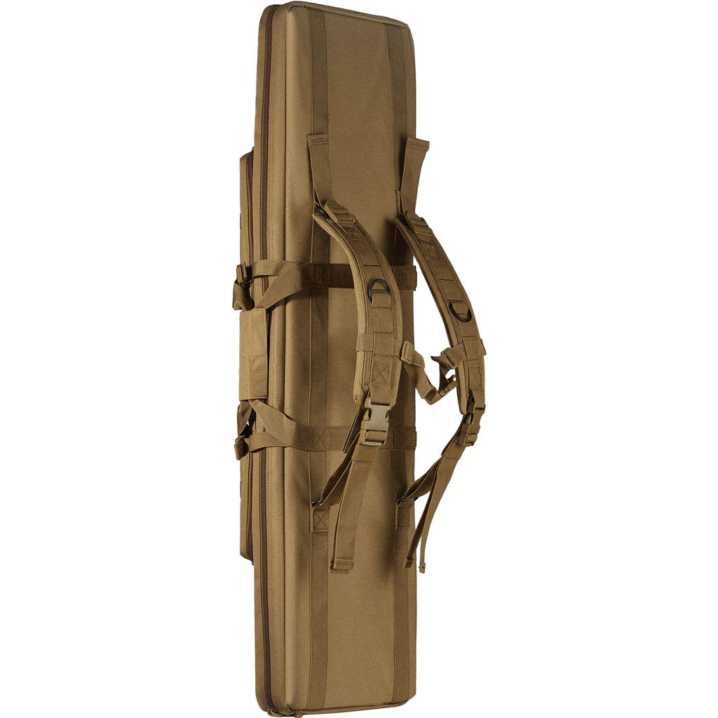 Rifle Bag, 42 inch Tactical Double Long Gun Bag, Soft Rifle Case with Lockable Zipper, Portable Handle & Shoulder Strap, 3 Large Storage Pockets Rifle Case for Two 40" Rifles & 2 Pistols, Brown