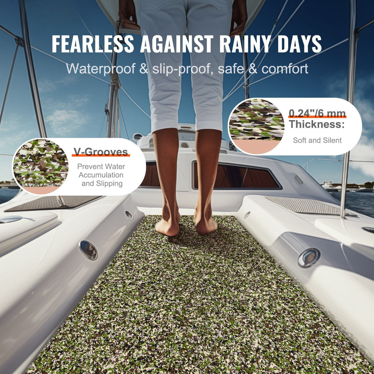 Boat Flooring, EVA Foam Boat Decking 94.5" x 23.6", Non-Slip Self-Adhesive Flooring, 31.1sq.ft 2 Rolls of Marine Carpet for Boats, Yacht, Pontoon, Kayak Decking
