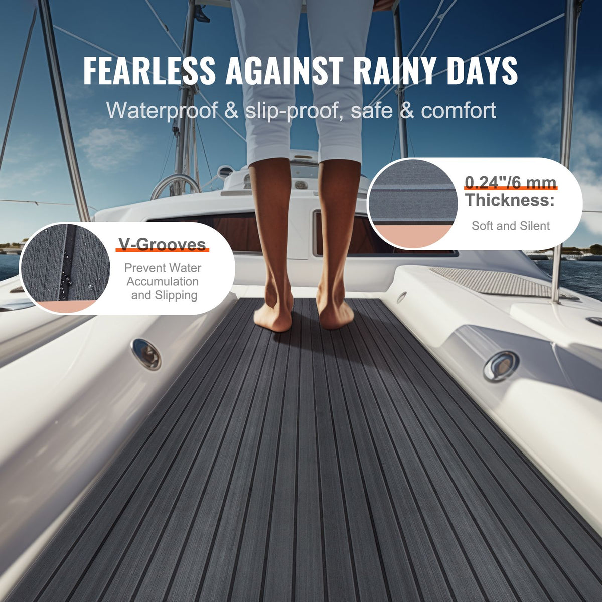 Boat Flooring, EVA Foam Boat Decking 94.5" x 23.6", Non-Slip Self-Adhesive Flooring, 15.5 sq.ft Marine Carpet for Boats, Yacht, Pontoon, Kayak Decking