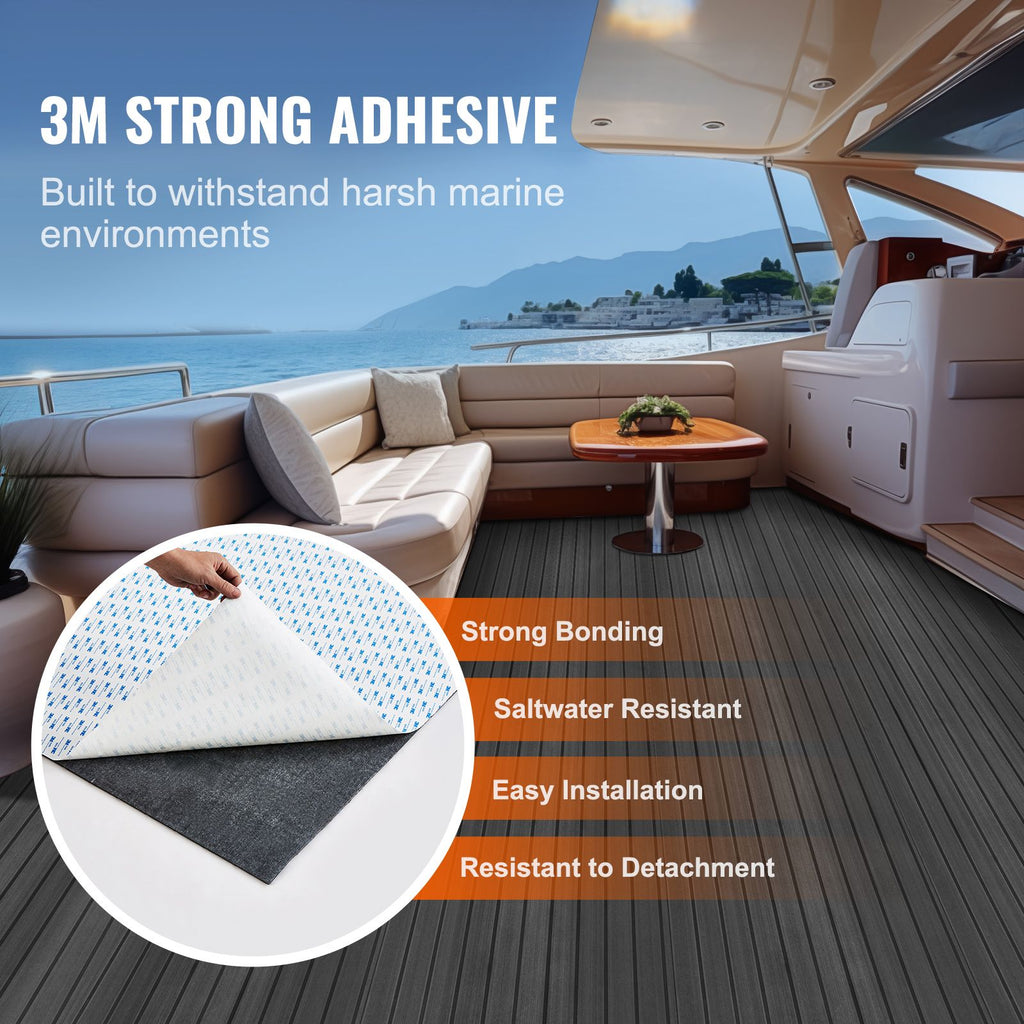 Boat Flooring, EVA Foam Boat Decking 94.5" x 23.6", Non-Slip Self-Adhesive Flooring, 15.5 sq.ft Marine Carpet for Boats, Yacht, Pontoon, Kayak Decking