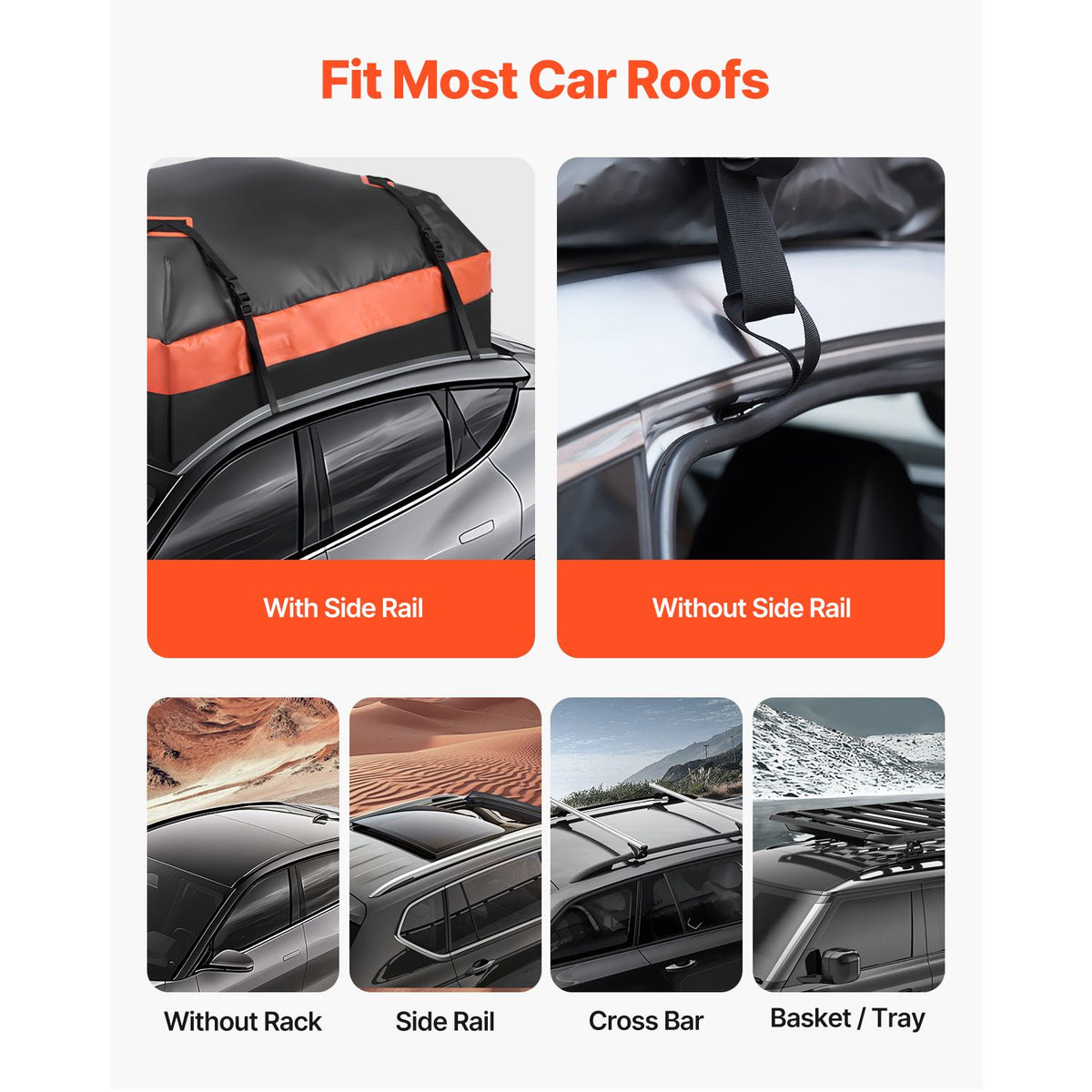Car Rooftop Cargo Carrier Bag 21 Cubic Feet Roof Cargo Carrier 840D PVC