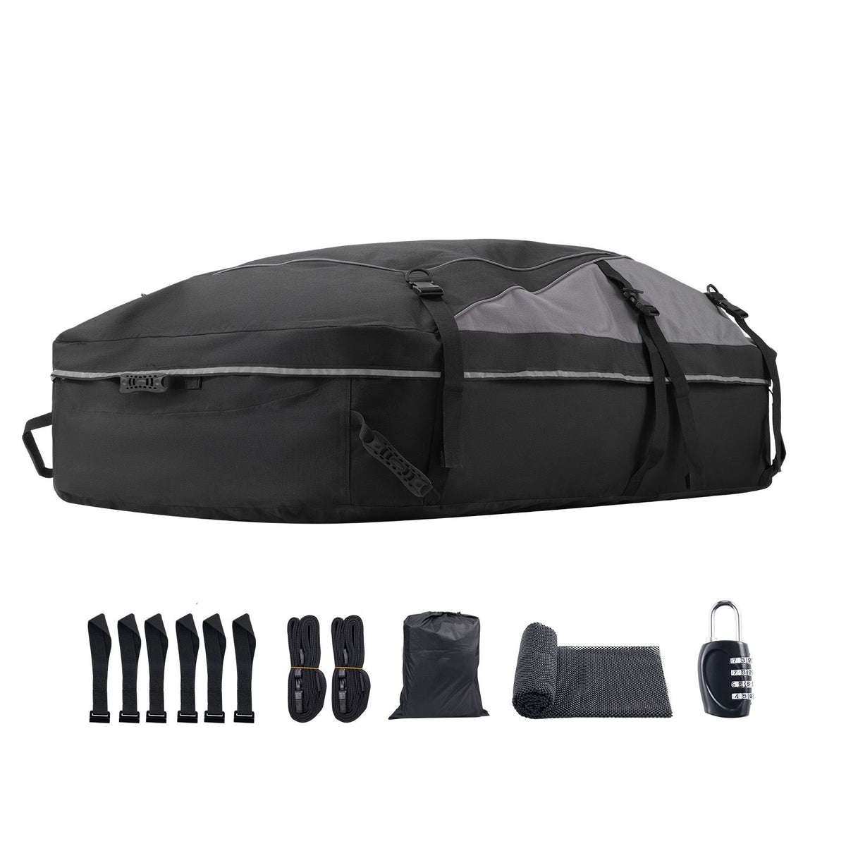 Car Rooftop Cargo Carrier Bag, 21 Cubic Feet Cargo Carrier for Car Roof, 100% Waterproof 900D Oxford Cloth Roof Luggage Bag for All Vehicle with/without Rack- with Lock, Non-Slip Mat, Door Hooks