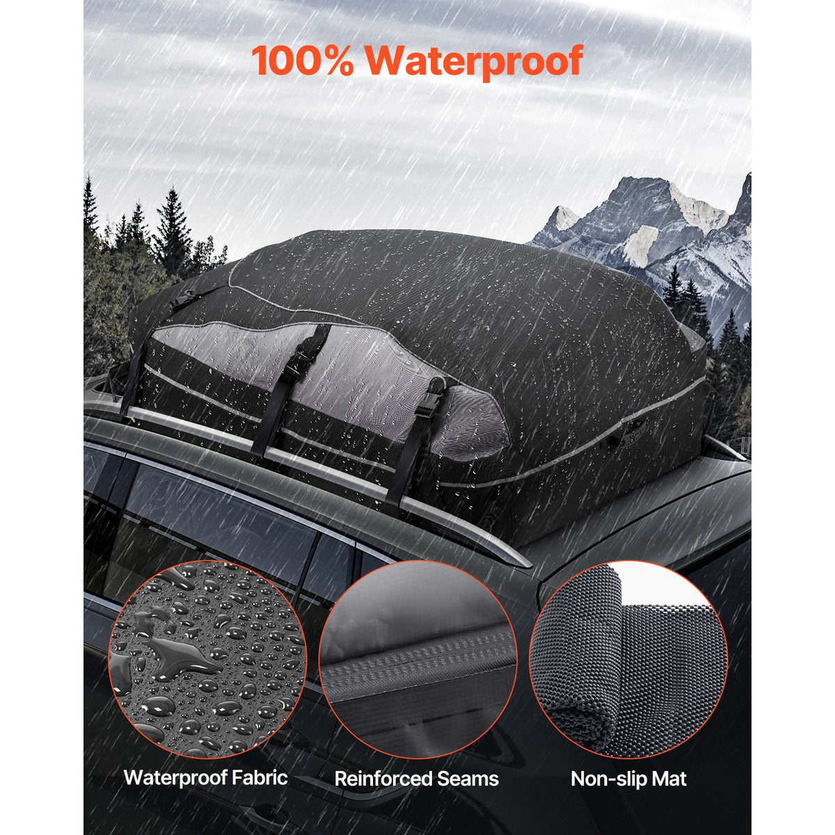 Car Rooftop Cargo Carrier Bag, 21 Cubic Feet Cargo Carrier for Car Roof, 100% Waterproof 900D Oxford Cloth Roof Luggage Bag for All Vehicle with/without Rack- with Lock, Non-Slip Mat, Door Hooks
