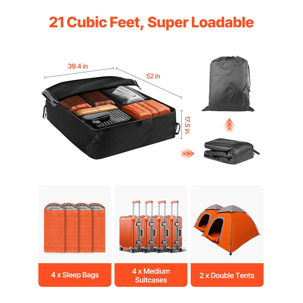 Car Rooftop Cargo Carrier Bag, 21 Cubic Feet Cargo Carrier for Car Roof, 100% Waterproof 900D Oxford Cloth Roof Luggage Bag for All Vehicle with/without Rack- with Lock, Non-Slip Mat, Door Hooks