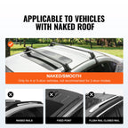 Universal Roof Rack Crossbar for Naked Roof Vehicle Aluminum with Lock