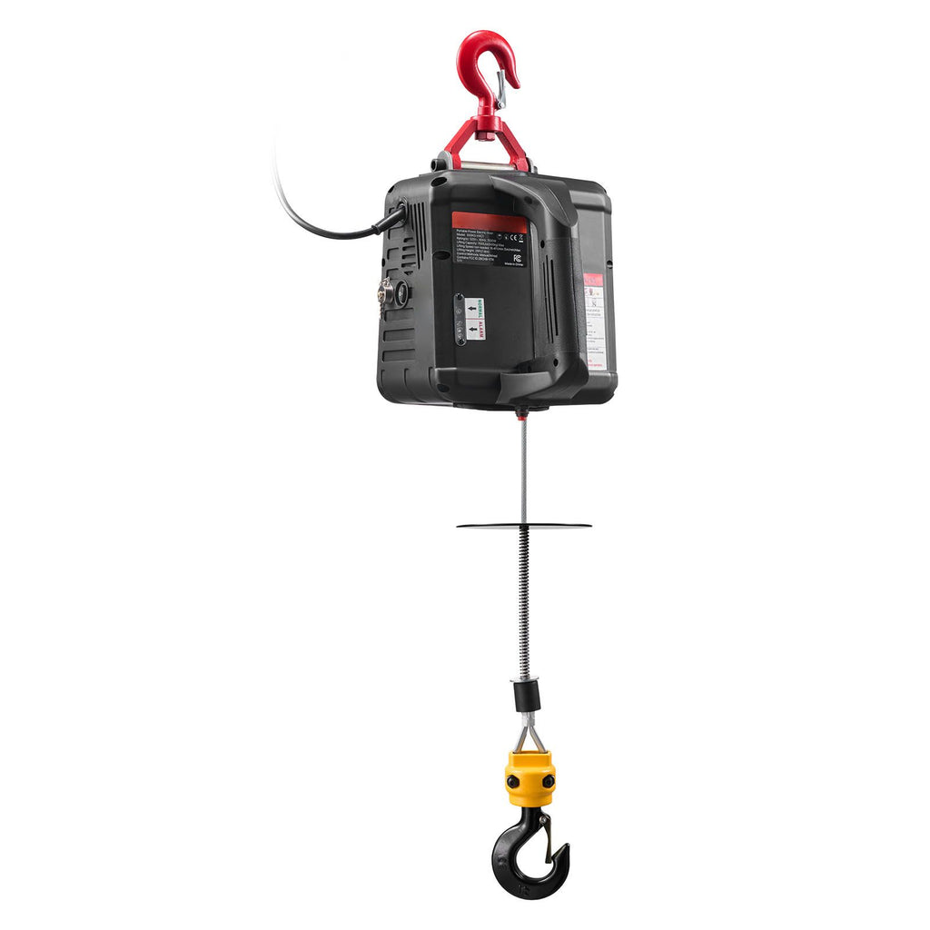 2-in-1 Electric Hoist Winch, 500 kg Capacity, 1500W Portable Power Winch Crane, 7.6 m Lifting Height, 5 m/min with Manual and Wired Remote Control for Factory, Warehouss, Garage