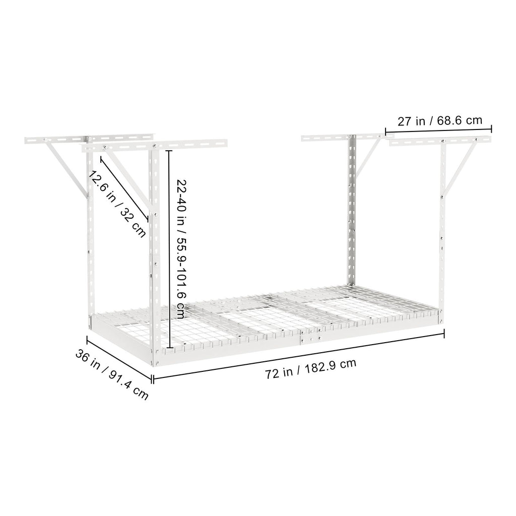 Overhead Adjustable Garage Storage Rack 36x72in Ceiling Rack 550lbs White