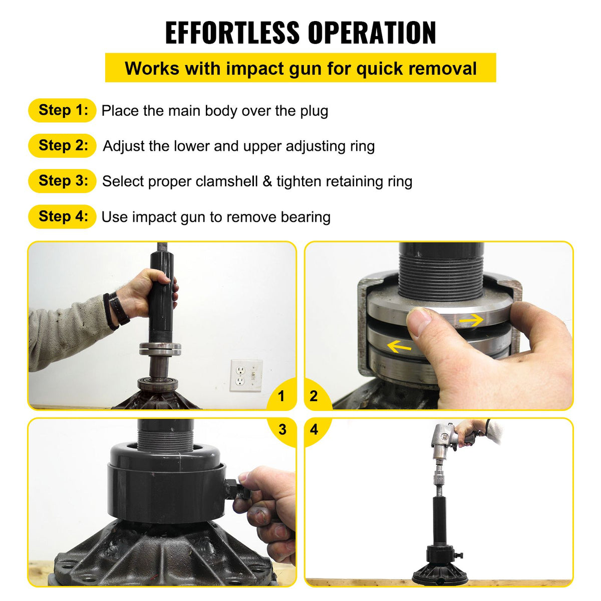 Carrier & Pinion Bearing Puller, Compatible with Dana 30, 40, 60, 70, Ford 9\" Bearings, Pinion Puller Tool with 2 Clamshells, 45# Steel Clamshell Carrier Bearing Puller for Auto Repair
