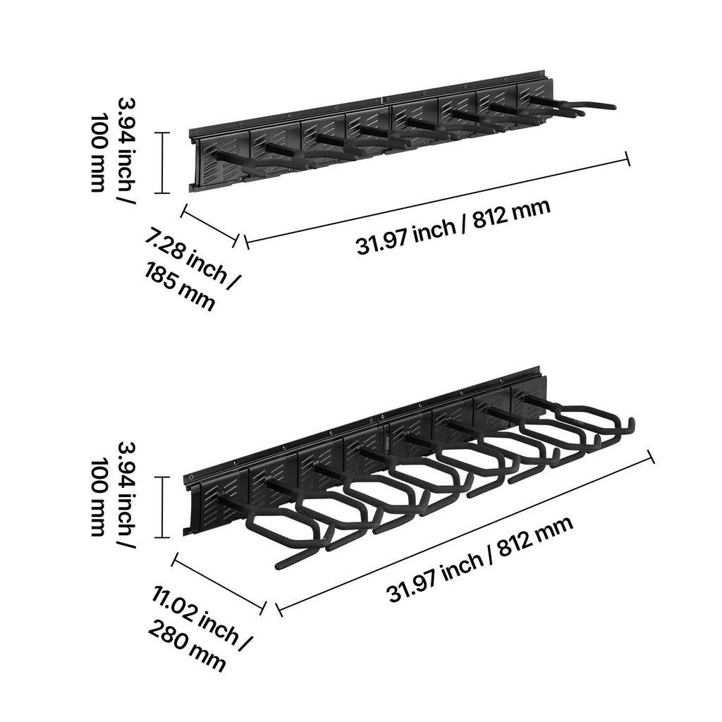Indoor Gun Rack, Heavy Duty Steel, Wall Mount Rifle and Shotgun Rack, 8 Slots for Long Guns, Gun Display Rifle Storage Holder with Screws, for Home Garage Office Retail Shop Hunting Cabin Wall