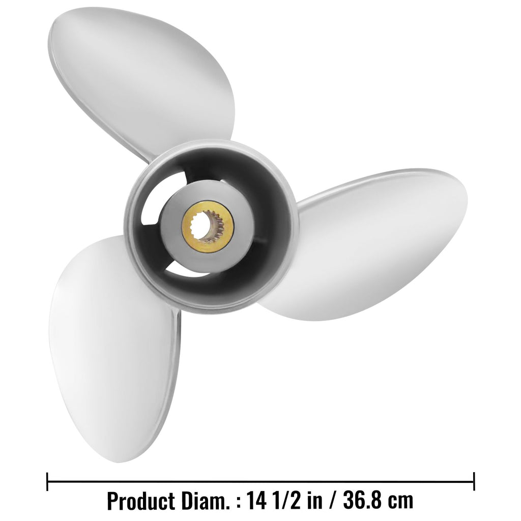 Outboard Propeller, Replace for OEM 3860709, 3-Blade 14.5\" x 21\" Pitch Steel Boat Propeller, Compatible with Volvo Penta SX Drive All Models, with 19 Tooth Splines, RH