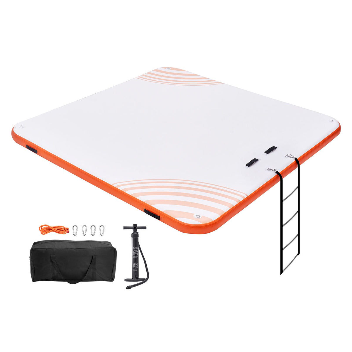 Inflatable Floating Dock, 10 x 10FT Inflatable Dock Platform, Non-Slip Water Floating Dock Mat with Portable Carrying Bag & Detachable Ladder, Floating Platform Island Raft for Pool Beach Ocean
