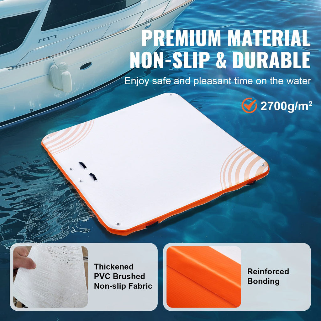 Inflatable Floating Dock, 7 x 7FT Inflatable Dock Platform, Non-Slip Water Floating Dock Mat with Portable Carrying Bag & Detachable Ladder, Floating Platform Island Raft for Pool Beach Ocean