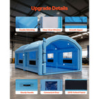 Inflatable Paint Booth, 10 x 6 x 4 m, Inflatable Spray Booth with 950W and 1100W Blowers and Air Filter System, Round Roof, for Painting Car, Truck, Furniture, and Automotive Sheet Metal