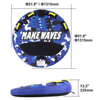 Towable Tube for Boating, 1-2 Riders Inflatable Boat Tubes and Towables, 340 lbs, 51.8" Round Water Sport Towable Tube for Boat to Pull, Full Nylon Cover, EVA Grab Handles and Speed Safety Valve