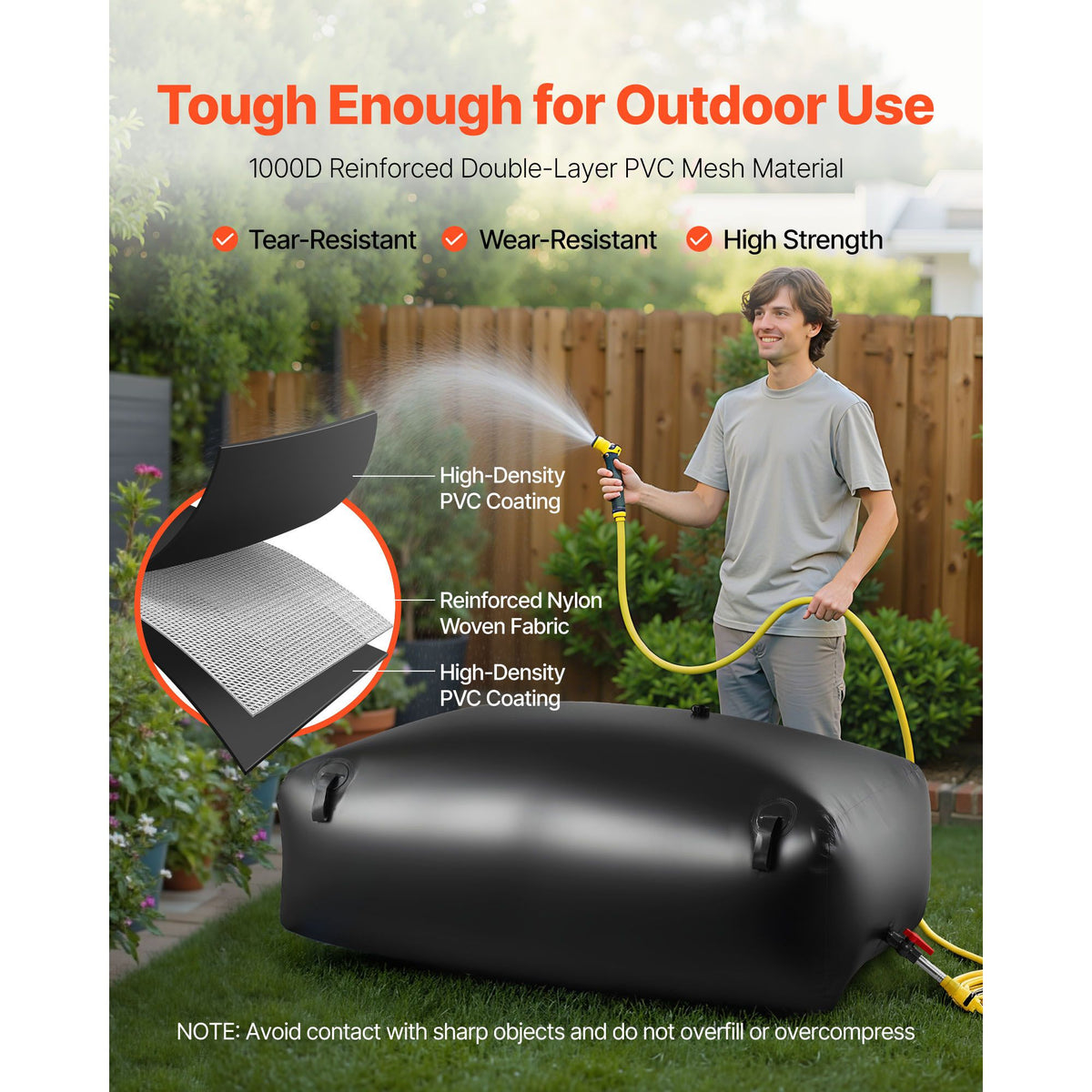 Water Storage Bladder 540L Large Capacity Water Bag, Portable & Collapsible Soft Waters Container, Leakproof & Tear-Resistant PVC Emergency Waters Storage Tank for RV Truck & Outdoor Use