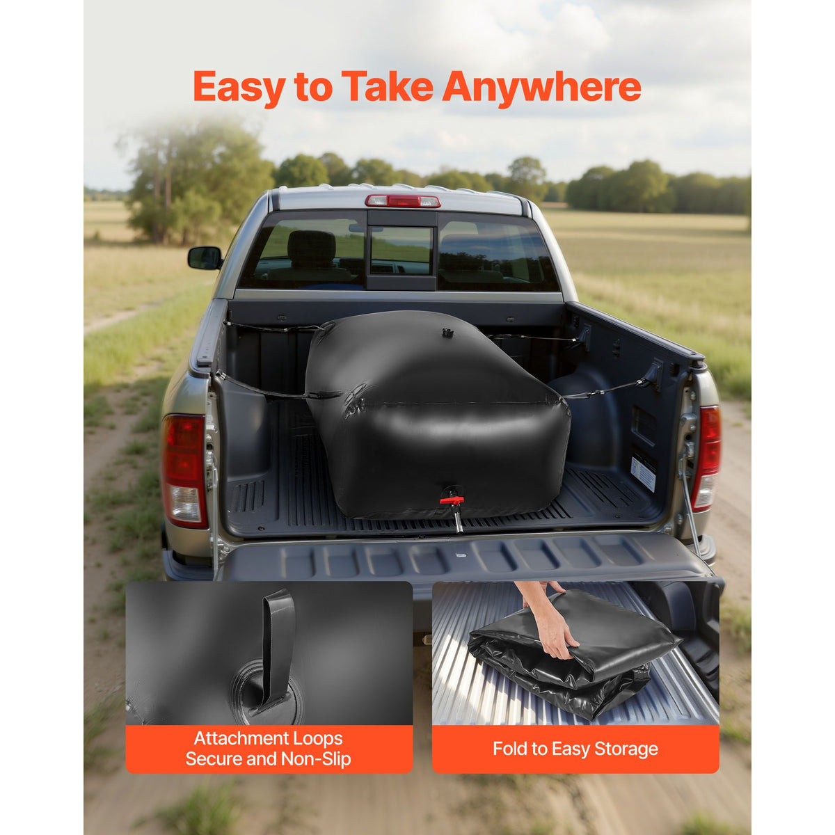 Water Storage Bladder 540L Large Capacity Water Bag, Portable & Collapsible Soft Waters Container, Leakproof & Tear-Resistant PVC Emergency Waters Storage Tank for RV Truck & Outdoor Use