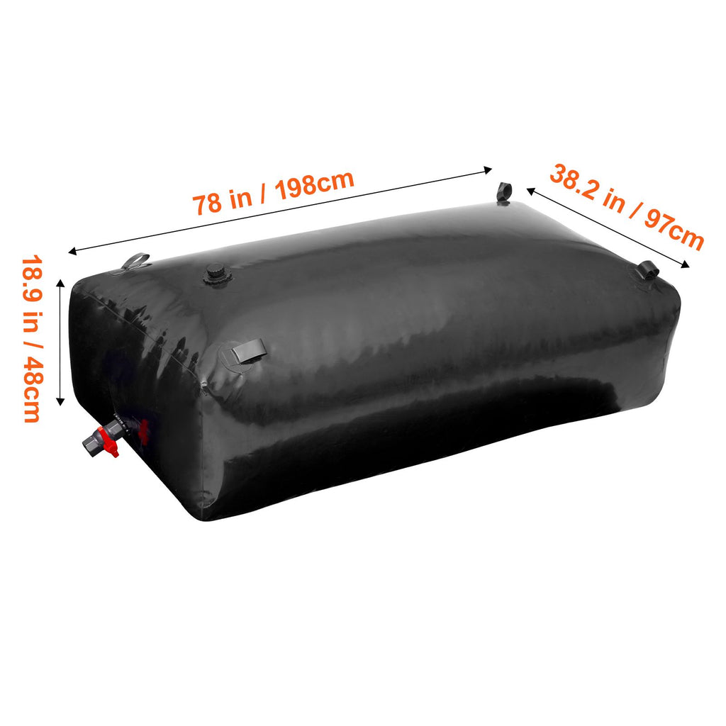 Portable Water Storage Bladder 264 Gal PVC Collapsible Water Tank Black