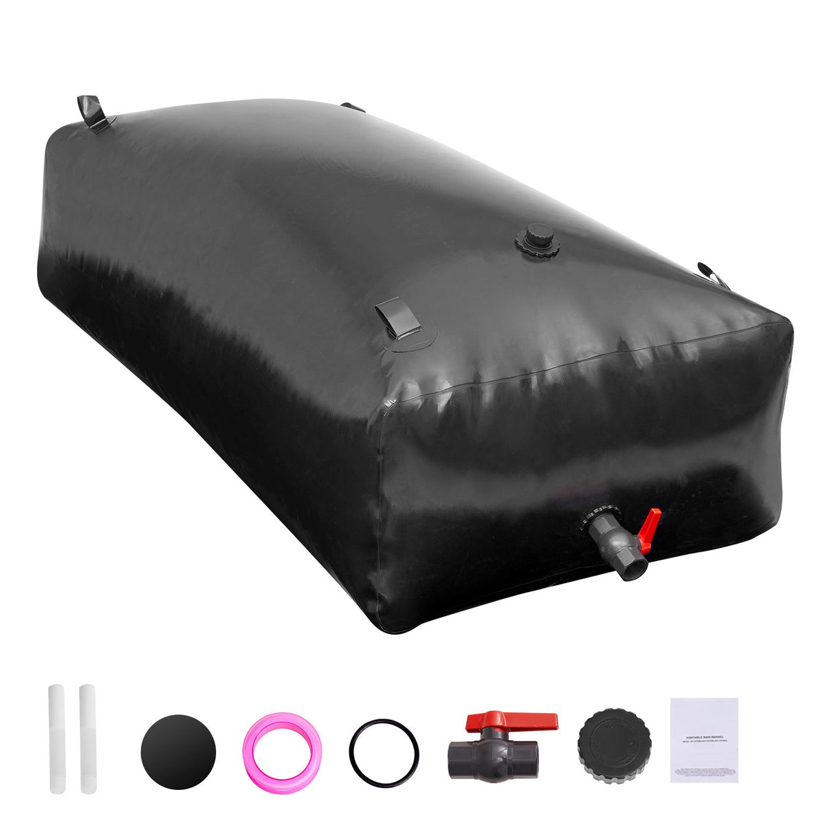 Portable Water Storage Bladder 264 Gal PVC Collapsible Water Tank Black