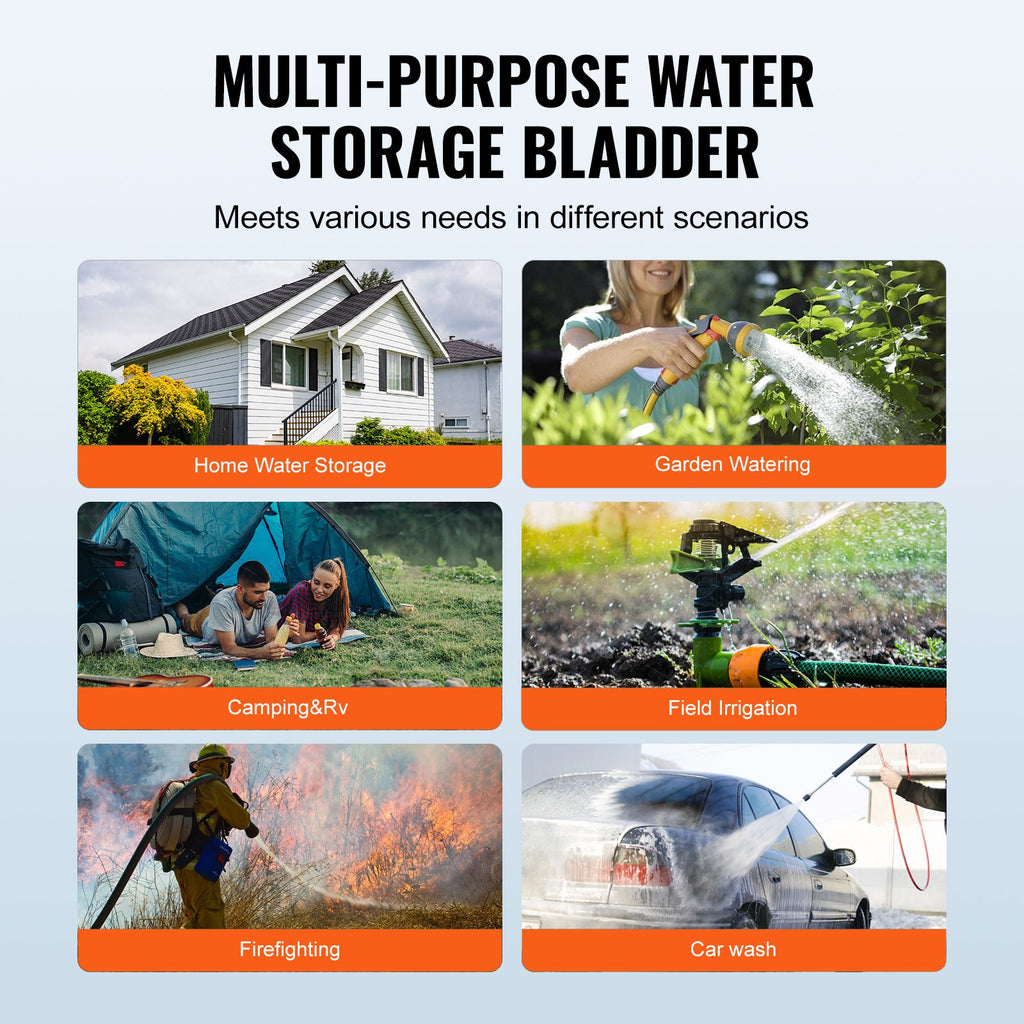 Portable Water Storage Bladder 29.9 Gal PVC Collapsible Water Tank Black