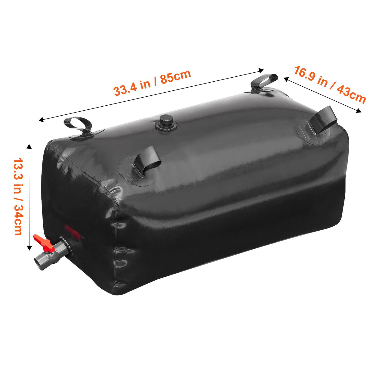 Portable Water Storage Bladder 29.9 Gal PVC Collapsible Water Tank Black