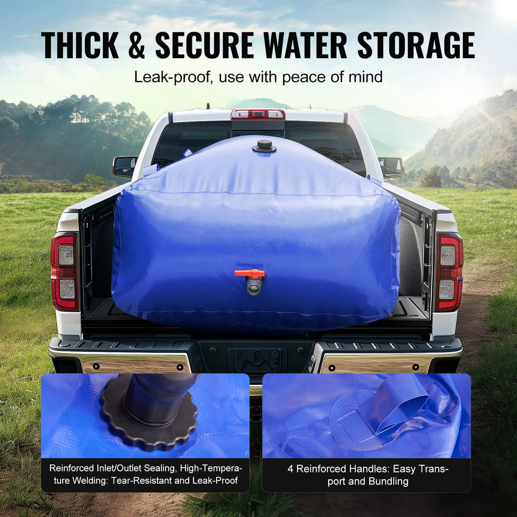 Portable Water Storage Bladder 264 Gal 1000D PVC Collapsible Water Tank