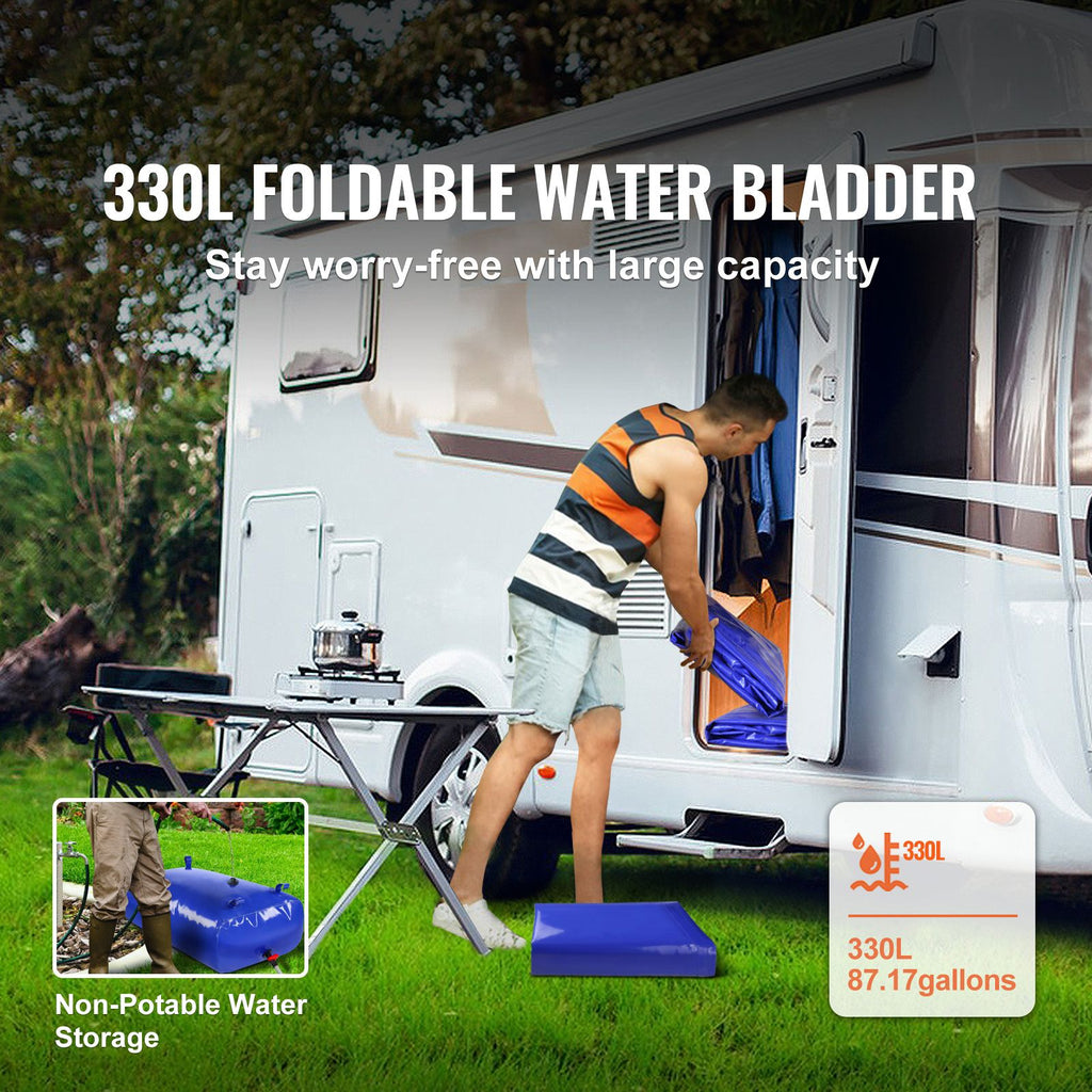 Portable Water Storage Bladder 87 Gal 1000D PVC Collapsible Water Tank