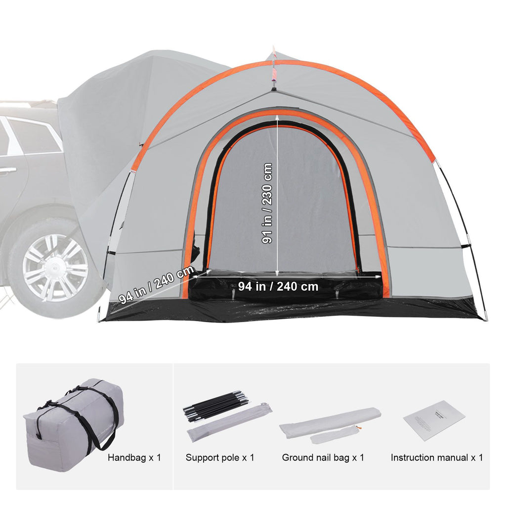 SUV Camping Tent, 8'-8' SUV Tent Attachment for Camping with Rain Layer and Carry Bag, PU2000mm Double Layer Truck Tent, Accommodate 6-8 Person, Rear Tent for Van Hatch Tailgate