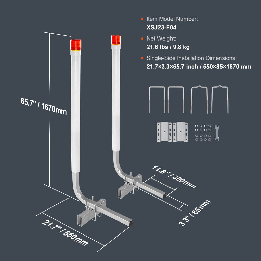 Boat Trailer Guide, 1.57M with LED Light Trailer Guide Poles, 2PCS Rustproof Galvanized Steel Trailer Guide ons, Trailer Guides with PVC Pipes, for Ski Boat, Fishing Boat or Sailboat Trailer
