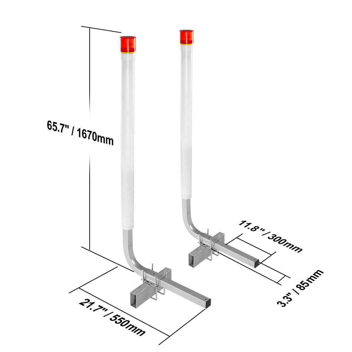 Boat Trailer Guide, 1.57M with LED Light Trailer Guide Poles, 2PCS Rustproof Galvanized Steel Trailer Guide ons, Trailer Guides with PVC Pipes, for Ski Boat, Fishing Boat or Sailboat Trailer