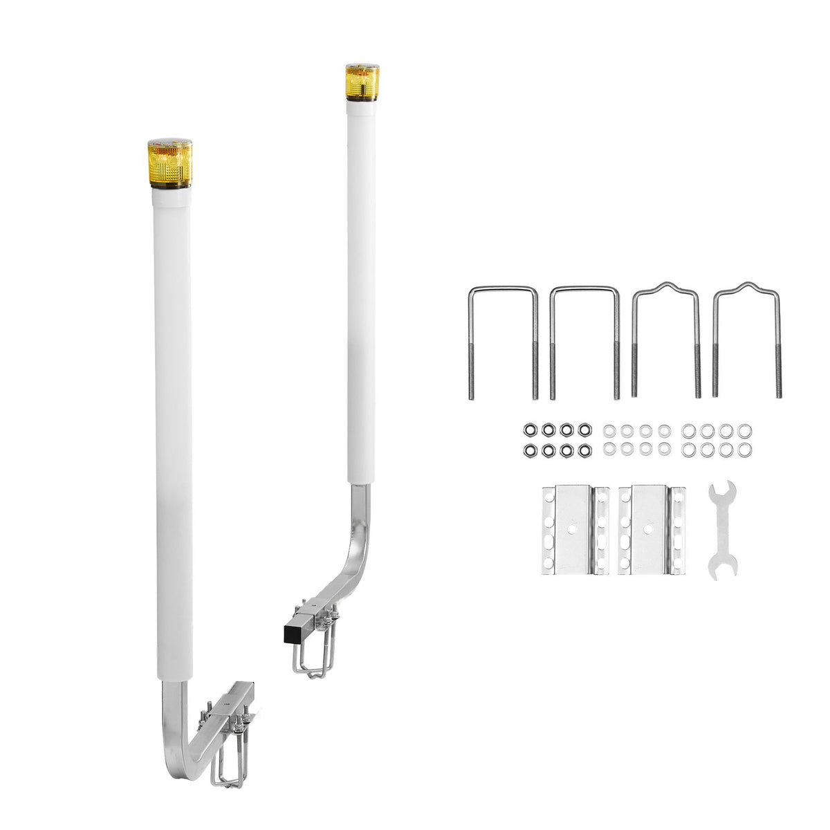 Boat Trailer Guide, 1175mm with LED Light Trailer Guide Poles, 2PCS High-Hardness Steel Guide-Ons, Wide Adjustable Trailers Guides with PVC Pipes, for Ski Boat, Fishing Boat or Sailboat Trailers