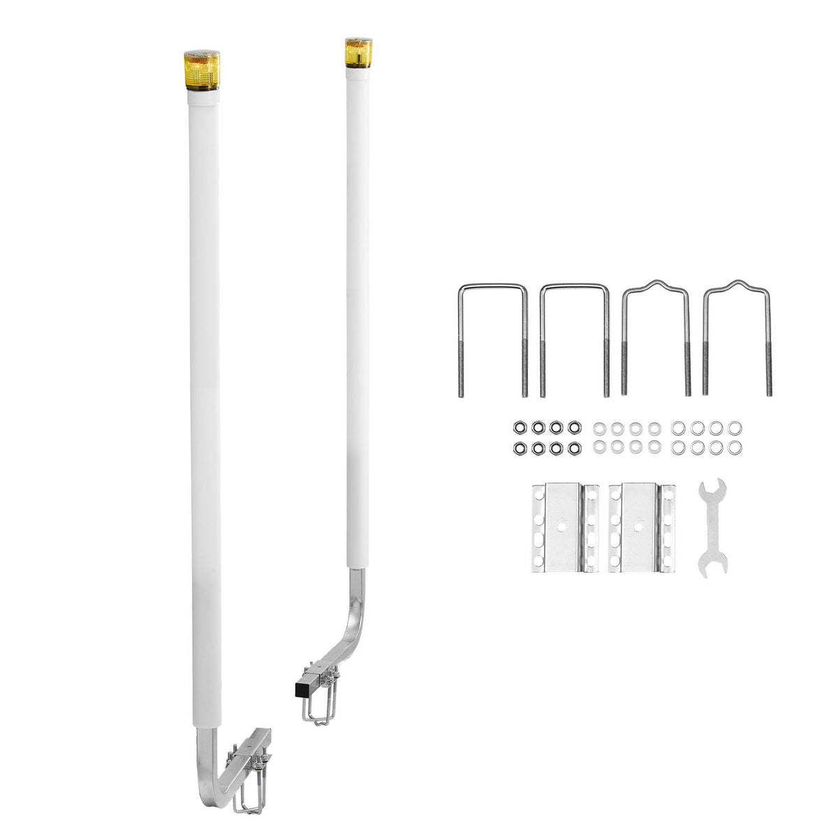 Boat Trailer Guide, 1670mm with LED Light Trailer Guide Poles, 2PCS High-Hardness Steel Guide-Ons, Wide Adjustable Trailers Guides with PVC Pipes, for Ski Boat, Fishing Boat, Sailboat Trailers