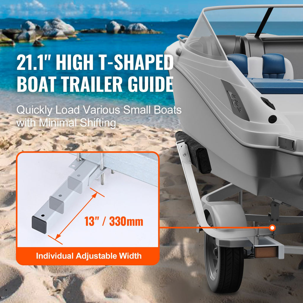 Boat Trailer Guide, 2PCS Adjustable Short Bunk Guide-Ons, Hardened Steel Trailer Guide Poles with Soft Cushion, Heavy Duty Roller Guide Design, for Ski Boat, Fishing Boat or Sailboat Trailer