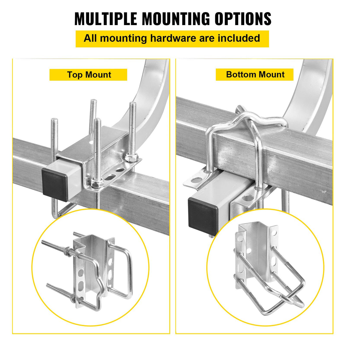 Boat Trailer Guide on, 24\", One Pair Trailer Pontoon Bunk Board Guide-ons, Steel Trailer Guides, Complete Mounting Accessories Included, for Ski Boat, Fishing Boat or Sailboat Trailer