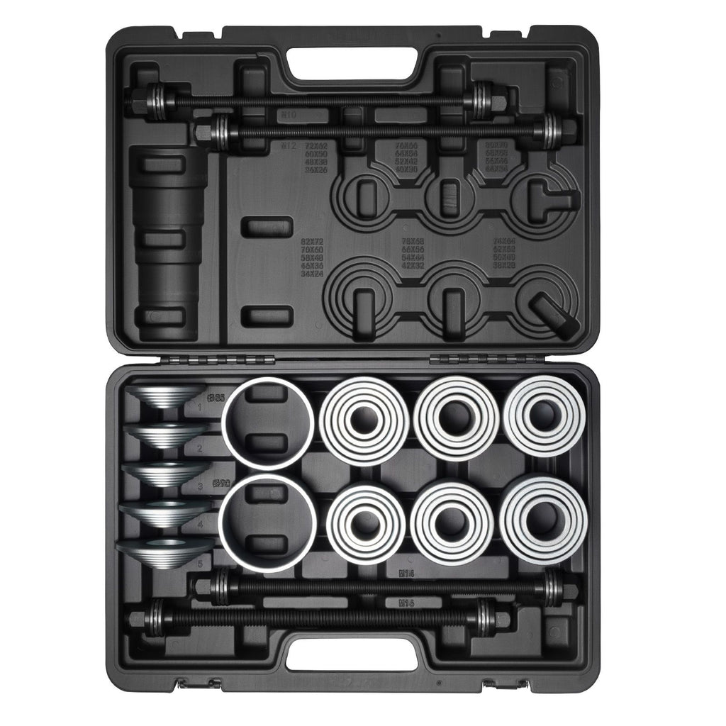 Pull and Press Sleeve Kit, 36 PCS, Steel Bush Removal Insertion Sleeve Tools with Carrying Case, Compatible with LCV and HGV Engines, for Removing and Installing Bushings, Bearings, and Seals