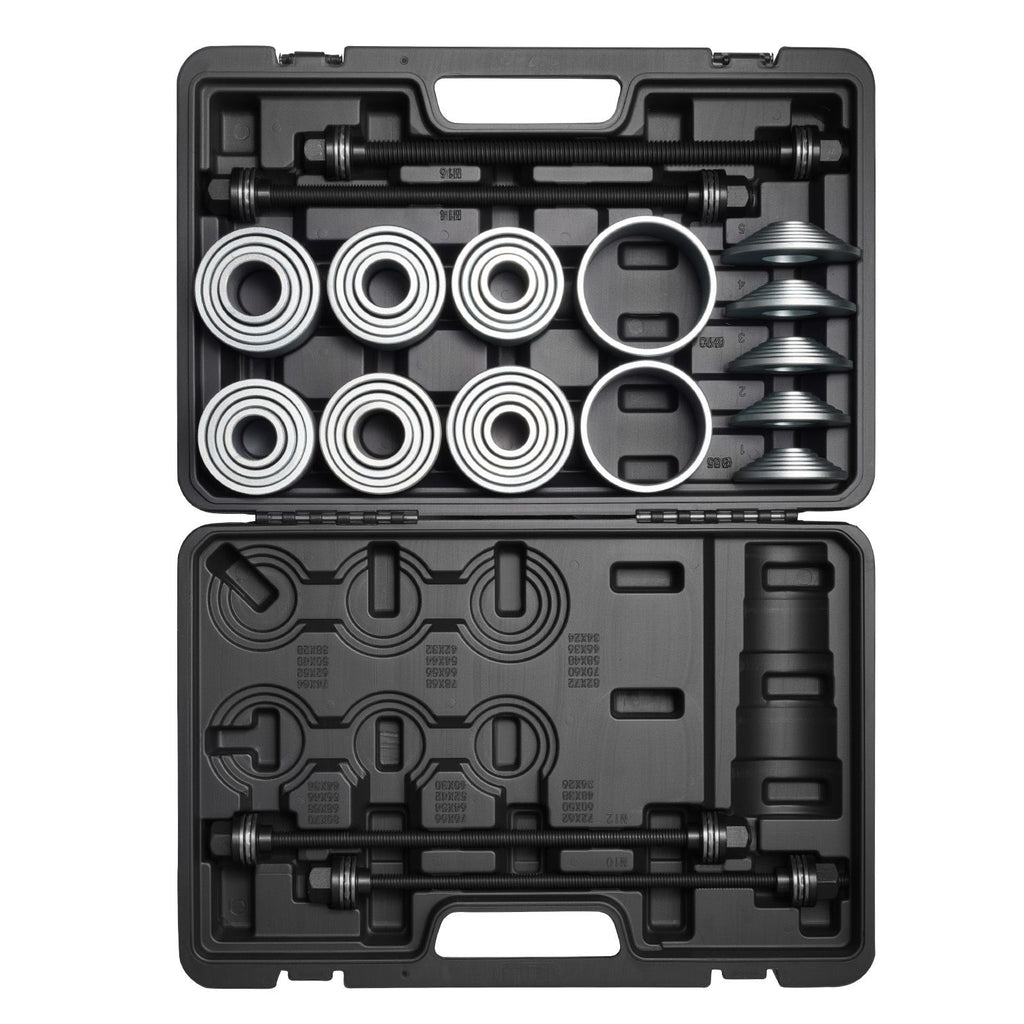 Pull and Press Sleeve Kit, 36 PCS, Steel Bush Removal Insertion Sleeve Tools with Carrying Case, Compatible with LCV and HGV Engines, for Removing and Installing Bushings, Bearings, and Seals