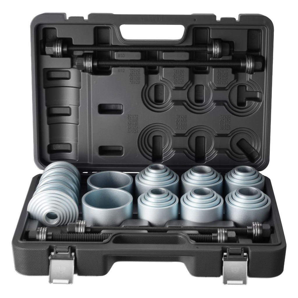 Pull and Press Sleeve Kit, 36 PCS, Steel Bush Removal Insertion Sleeve Tools with Carrying Case, Compatible with LCV and HGV Engines, for Removing and Installing Bushings, Bearings, and Seals