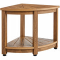 Corner Shower Bench, 18.5" Height 17.75" Radius, Faux Wood Grain Polystyrene,159KGS with Storage Shelf, Water Resistant, Shower Stool for Inside & Outside Shower, for Bathroom, Living Room