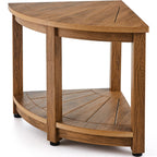 Corner Shower Bench, 18.5" Height 17.75" Radius, Faux Wood Grain Polystyrene,159KGS with Storage Shelf, Water Resistant, Shower Stool for Inside & Outside Shower, for Bathroom, Living Room