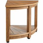 Corner Shower Bench, 18.5" Height 17.75" Radius, Faux Wood Grain Polystyrene,159KGS with Storage Shelf, Water Resistant, Shower Stool for Inside & Outside Shower, for Bathroom, Living Room