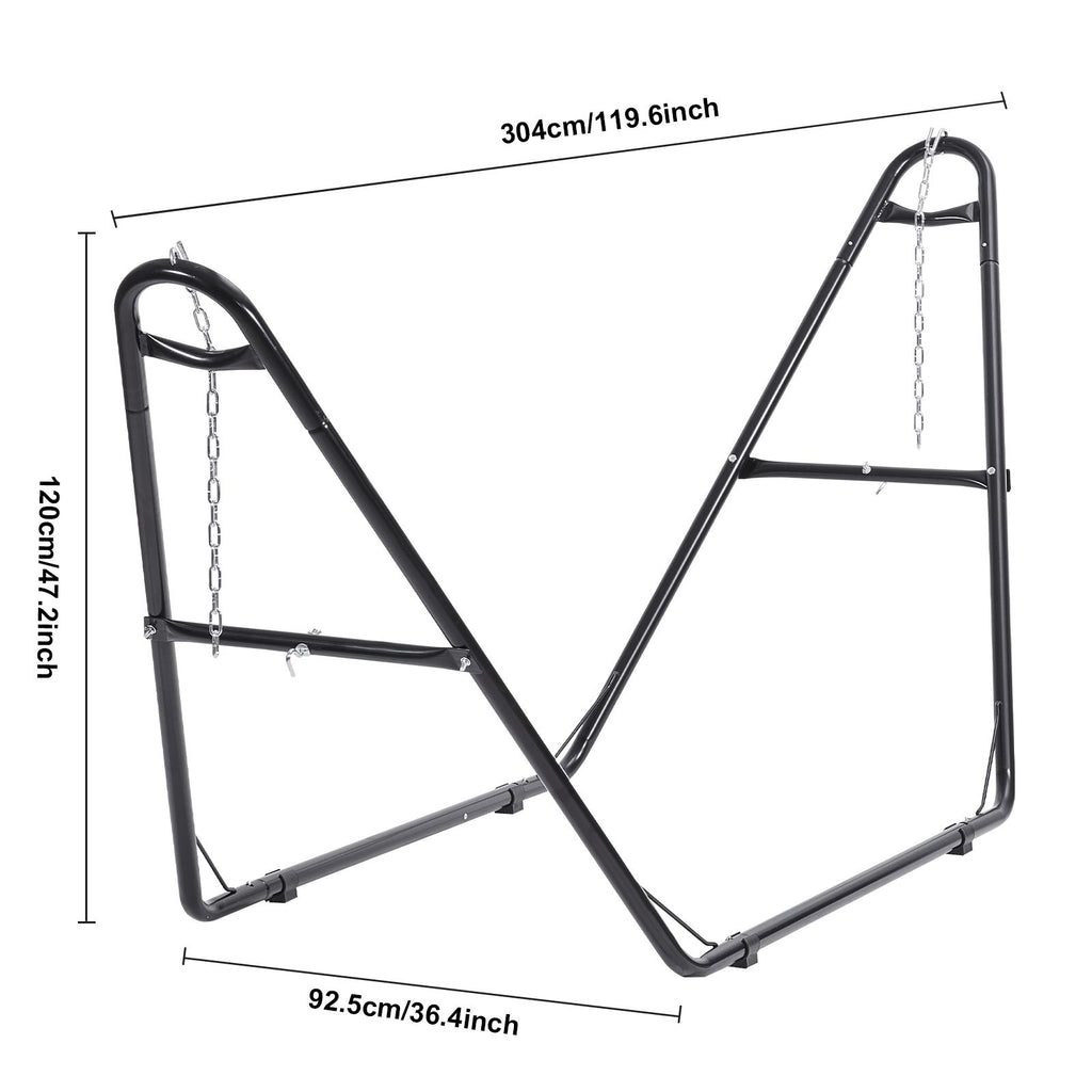 Universal 2 Person Hammock Stand, Adjustable Heavy Duty 550 lbs Capacity Hammock Stand Fits 8-13 ft Hammocks for Outdoor and Indoor Portable Hammock Stand with Chain, Hook, and Carrying Bag
