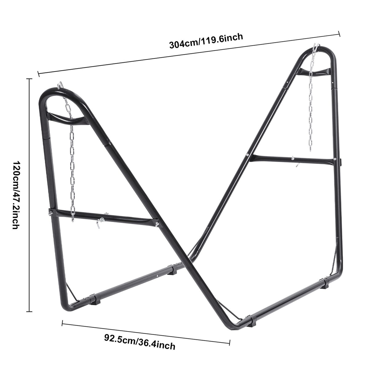 Universal 2 Person Hammock Stand, Adjustable Heavy Duty 550 lbs Capacity Hammock Stand Fits 8-13 ft Hammocks for Outdoor and Indoor Portable Hammock Stand with Chain, Hook, and Carrying Bag